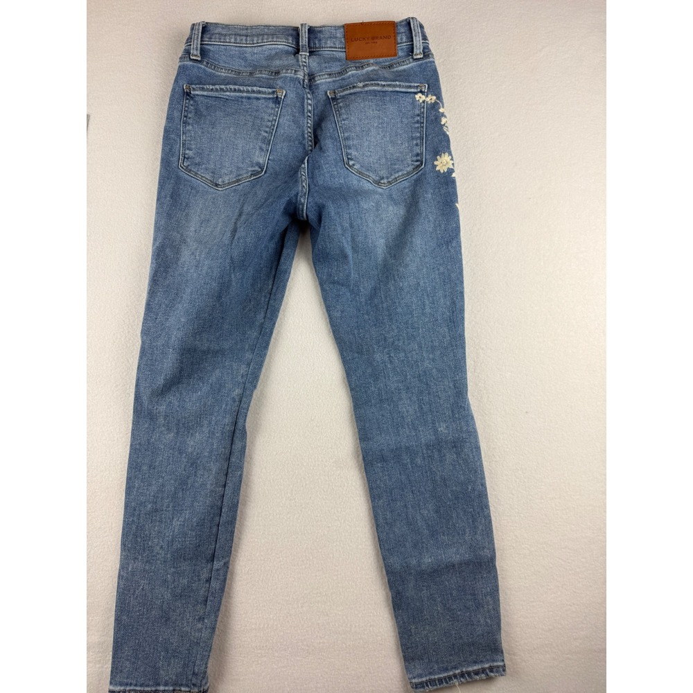 Democracy Ab Solution Skinny Jeans Womens 14 Medium Wash Distressed Raw Hem Blue